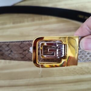 Genuine Snakeskin Belt 1" & Guess Belt Buckle Fits 30"-36" Can Be Cut Unassemble